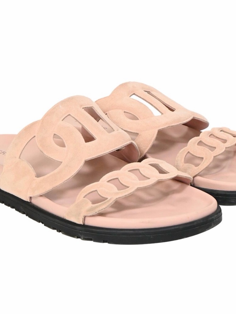 Hermes extra sandals in pink blush suede size 38